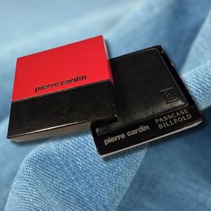 Pierre Cardin Boutique Black Leather Passcase Bi-fold Wallet Made in India